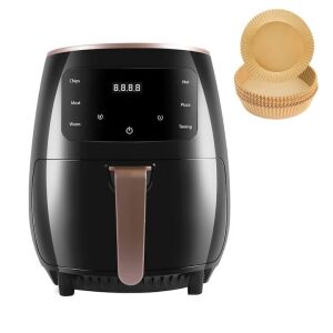 Forró légfritőz készlet 100db sütőpapírral 16x4.5cm NEXTLY, olajmentes sütés, légfritőz kapacitás 6 liter, 2400W, 8 főzési program, Touch Control, digitális kijelző, fekete színű.