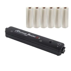 NEXTLY vákuumzáró és vákuumzáró készlet 6 tekercs vákuumzacskóval 500x15cm NEXTLY, húshoz, zöldséghez, gyümölcshöz, megőrzi a frissességet, fekete színű 125040864