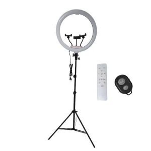 Lampa circulara profesionala RING LIGHT LED, NEXTLY, touch control, diametru 45cm, 18inch, lumina calda/rece/neutra, 10 trepte de lumina, 3 suporturi telefon, telecomanda 125041081