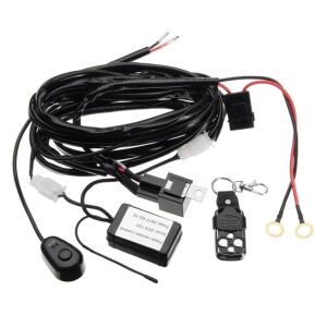 Kit de cablare fără fir cu telecomandă, releu și siguranță pentru proiectoare sau bare LED, marca AutoREY - Lumini auto