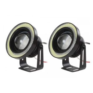 Set 2 Proiectoare LED AutoREY®, cu Lupa RGB si Angel Eyes 76mm diametru, Culoare 6000k Alb pentru Auto, Moto, ATV, 12V 125042402 - Echipament de scenă