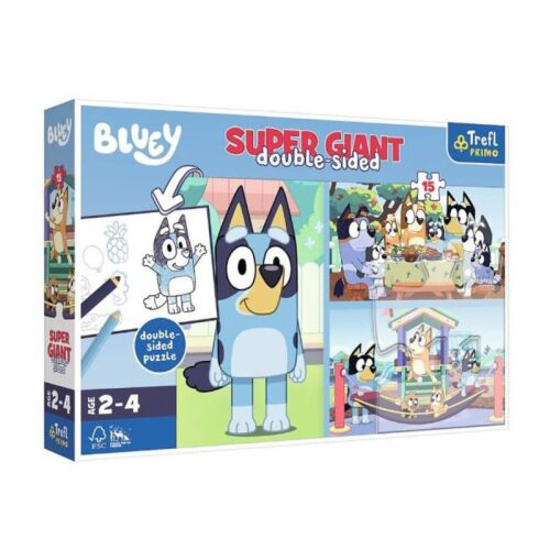 Bluey Super Giant Obojstranné puzzle s 15 dielikmi od Trefl Primo, s Bluey a rodinou