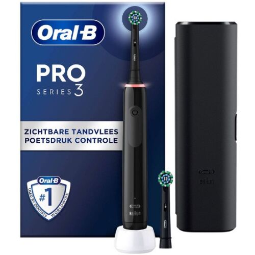 Električna četkica za zube Oral-B Pro 3 3500 Black s stanicom za punjenje i putnom torbicom