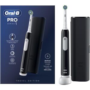 Elektryczna szczoteczka do zębów Oral-B Pro 1, czarna, wersja podróżna, z etui podróżnym - Oral-B