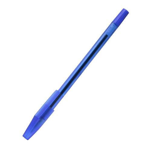 Jednorazové guľôčkové pero s okrúhlym telom a rebrovaným úchopom bluering® , farba písania modrá