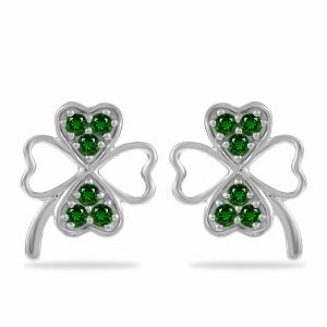 Lóhere Ezüst Fülbevaló - Króm Diopszid - 0.48 Karát 125082794 - Női kiegészítő