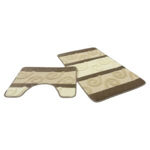 Molly 3242-2 Beige, Bézs-barna 2 Részes Fürdőszoba Szőnyeg 50x80 + 50x40cm 125083237 - Fürdőszoba bútor