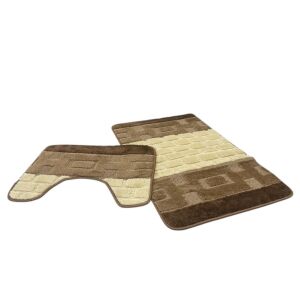 Molly 3802-2 Brown, Barna 2 Részes Fürdőszoba Szőnyeg 50x80 + 50x40cm 125083239 - Fürdőszoba bútor