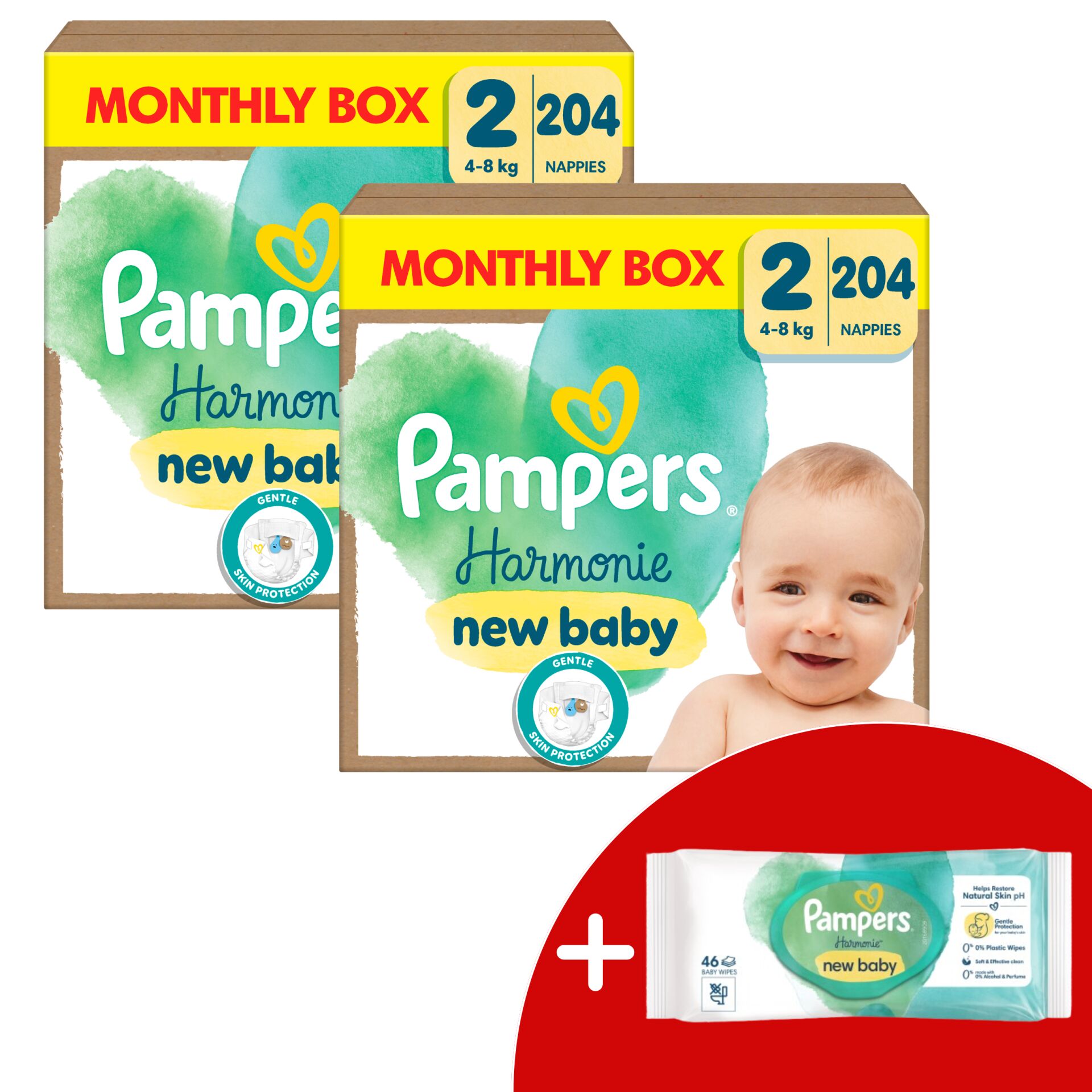 E-shop Pampers Harmonie 2 Mesačné balenie plienok 4-8 kg Mini 2 (408 ks)...