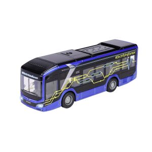 Majorette MAN Lion's City 10E elektromos busz játék, 22 cm, kék - Majorette