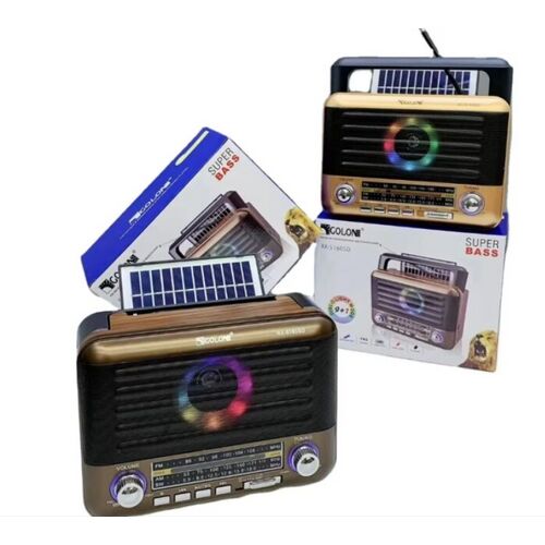 Golon RX-5160SD tragbares Bluetooth-Solarradio mit RGB-Lautsprecher, FM-, AM- und KW-Bändern, USB- und TF-Kartenunterstützung