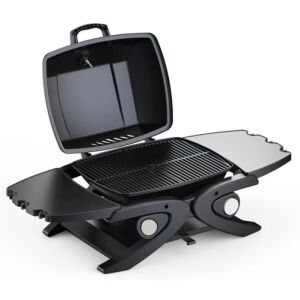 Riwall RGG 20 Compact Gasgrill mit offenem Deckel und Seitentischen - Tischgrills