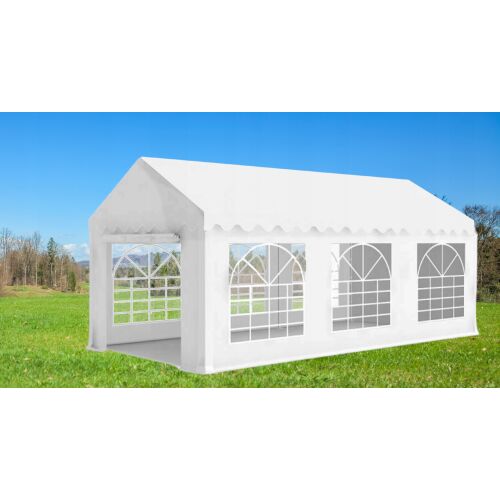 Biely záhradný pavilón s oknami, 6x3x2,8m, oceľový rám 38mm