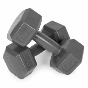 Dumbbells sześciokątne zestaw 2x2 kg ciężarki do ćwiczeń obciążniki fitness szare modernhome