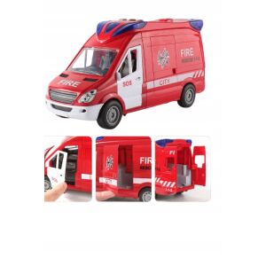 Tűzoltóautó fények hangok nyitott ajtók meghajtó piros