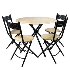 Set masa Kaliope cu 4 scaune, natur, 90x90x77 cm