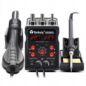 Statie de Lipit 2in1, Putere 700W + 60W, Reglare Temperatura 100°C-500°C, Ecran LCD, 3 Duze Interschimbabile de Diferite Dimensiuni, Negru 126694522 - Mașini de lipit