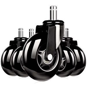 5 db szilikon kerék készlet, átmérő 75 mm, szár 11 mm, irodai székekhez vagy játékszékekhez, Fekete 126695036 - Irodai szék görgő