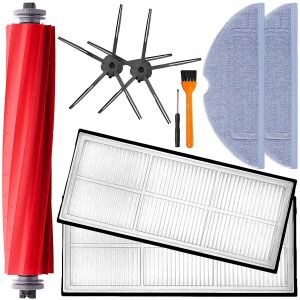 Set 9 accesorii compatibile cu Xiaomi RoboRock S7, S7 PLUS, S7 MAX, S7 MAXV, S70, S75, 1 perie tambur, 2 perii laterale cu surub, 2 filtre Hepa, 2 mop din microfibra, 1 accesoriu curatare, Su 126695140 - Accesorii pentru aspiratoare robot