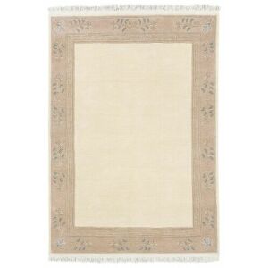 Bakero Classica krém szőnyeg, 70x140 cm, kézi csomózású gyapjú szőnyeg neobarokk szegéllyel - Bakero