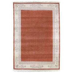 Bakero Classica terra szőnyeg, 70x140 cm, kézzel készített gyapjú szőnyeg virágos szegéllyel - Bakero