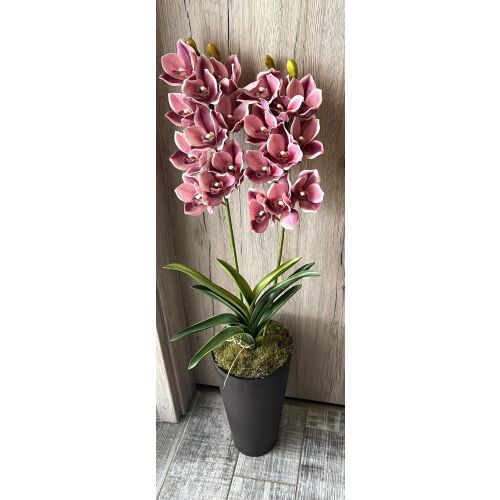 Mű orchidea padlóvázában, rózsaszín mű orchidea dekoráció - Műnövény és művirág