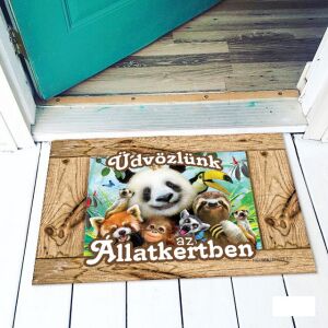 Vicces lábtörlő állatkerti állatok mintával. Üdvözlünk az Állatkertben lábtörlő. - Vicces ajándék