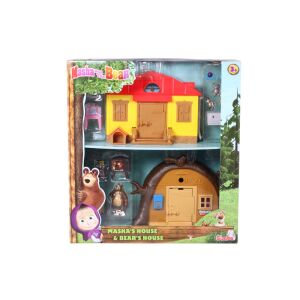 Masha und der Bär Haus Spielset, Simba Spielzeug, enthält Mashas Haus und Bärenhaus, mit Figuren und Zubehör - Puppenhaus