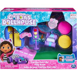 Игрален комплект DreamWorks Gabby's Dollhouse Carlita Purr-ific Play Room, включва кола, светофар и две изненади - Spin Master
