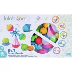 Lalaboom 36-teiliges Montessori Entwicklungsspielzeug-Set in Verpackung, Schnappperlen für Babys ab 10+ Monaten - Schaukelpferde, Schaukeltiere und Entwicklungsspiele für Kinder im Kindergartenalter