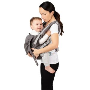 MoMi Collete ergonomischer Babytrage, grau, Vorderansicht, Baby in der Trage - Babys & Toddler