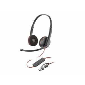 Слушалки Poly Blackwire 3220, USB-C/A адаптер, жични, черни 135790747 - Слушалки
