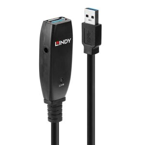Lindy 15m USB 3.0 Active Extension Slim kábel, fekete 125114955 - USB kábel