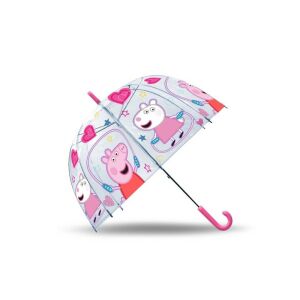Różowy parasol dziecięcy Peppa Pig, 46 cm, przezroczysta kopuła - Parasol dziecięcy