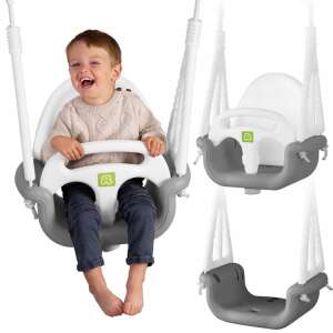 Ricokids 3в1 Бебешка люлка с предпазител от падане и облегалка, от 6 месеца, 30 кг - сива, бяла