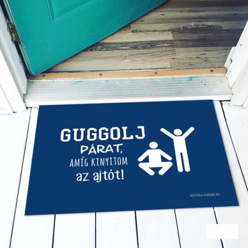Vicces 'Guggolj párat' lábtörlő - Egyedi bejárati szőnyeg