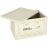 Beige foldable storage box with lid open, showing the interior space, perfect for organizing your car trunk, camping gear, or other items