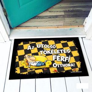 Vicces lábtörlő rajzfilmfigurával a kanapén, 'Az utolsó tökéletes férfi' dizájn. - Vicces ajándék