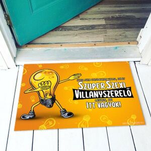 Vicces lábtörlő rajzfilm villanyszerelő izzó mintával. - Vicces ajándék