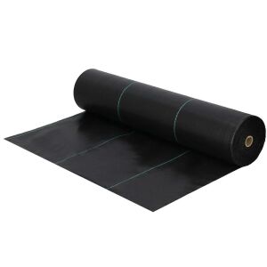 Black weed barrier fabric roll, 100 x 0.8 meters, 90g/m2, UV protection - Landscaping