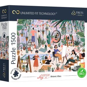 Trefl Prime UFT 1500-teiliges Puzzle, Botanic Vibes, mit einer farbenfrohen Illustration von Menschen in einem Gewächshaus mit Pflanzen - Puzzle & Rätsel