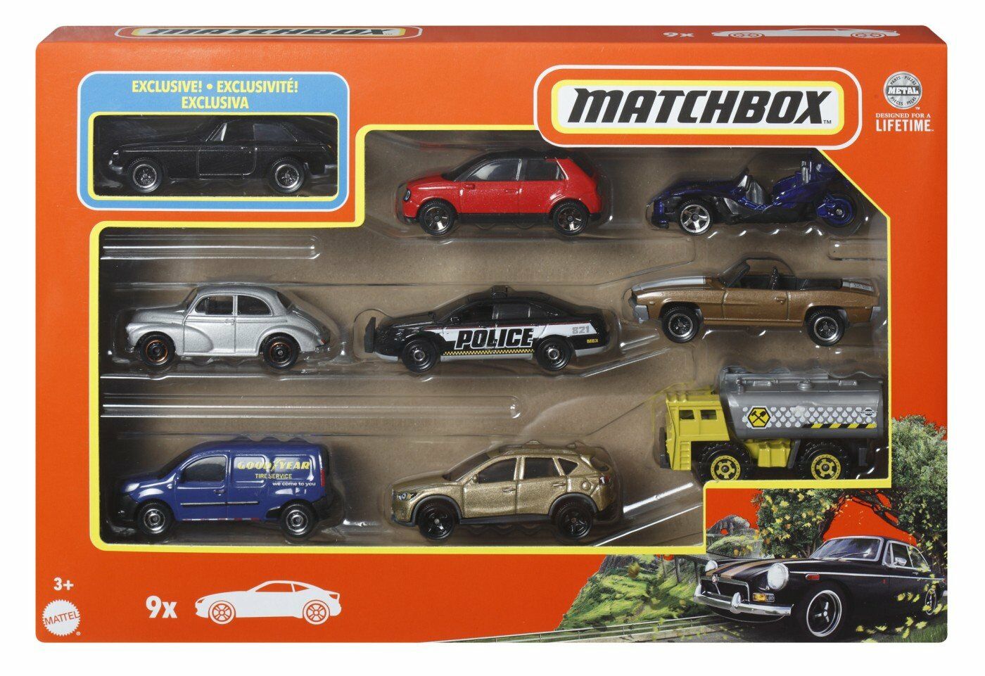 Matchbox-Set mit 9 Autos, Mgb Gt Coupé, 1971