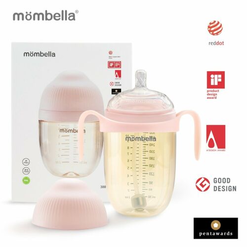 Mombella Шише против колики, подобно на гърдите, 300 ml, 360° XL Flux Consistent Teat, PPSU, старо розово 125145245