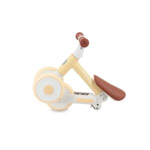 MoMi Dex faltbares Laufrad für Kleinkinder, gelb und braun, Seitenansicht - Elektrofahrzeug, Dreiräder, Laufräder und Kinder-Roller