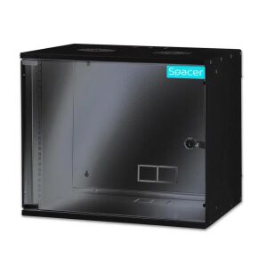 Cabinet 19 inch Spacer 9U SPCW-9U-BK, fixare pe perete, dezasamblat, sarcina maxima 100Kg, Negru 125152626 - Szafa rack