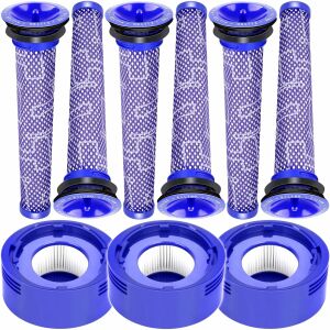 Set 9 filtre NewEvo® compatibile cu aspiratoare Dyson V7 V8 V8+, 6 Prefiltre, 3 Filtre Hepa, Lavabil, Violet 125156460 - Filtre pentru aspirator