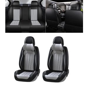 Huse universale pentru scaune auto, piele ecologică neagră și gri, față-spate, set de 2 - Huse pentru scaune auto