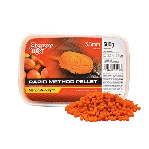 Benzar Mix Rapid Method Pellet Mango-N-Butyric 3.5mm 600g, használatra kész pellet method feeder horgászathoz - Pellet