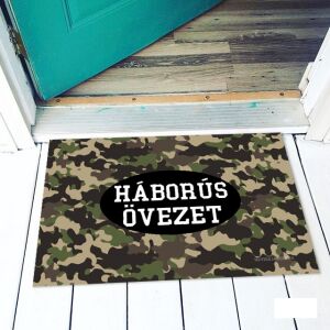 Vicces lábtörlő, Háborús övezet felirattal, katonai terepmintával - Vicces ajándék
