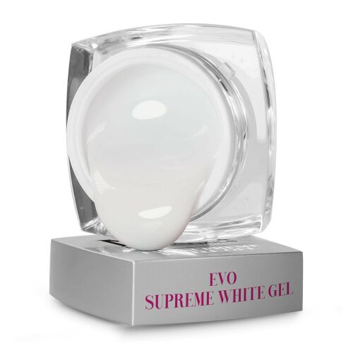 Evo Supreme White Gel, 15g, körmépítő zselé, fehér zselé, UV/LED zselé, mosolyvonalhoz és szabad szélhez, szalon minőségű - Mystic Nails